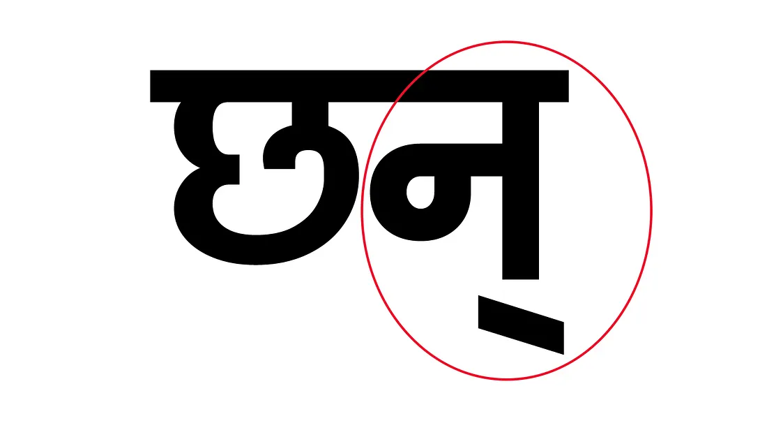 Showing different formats of half letters' appearance which depends upon where they appear on a word.